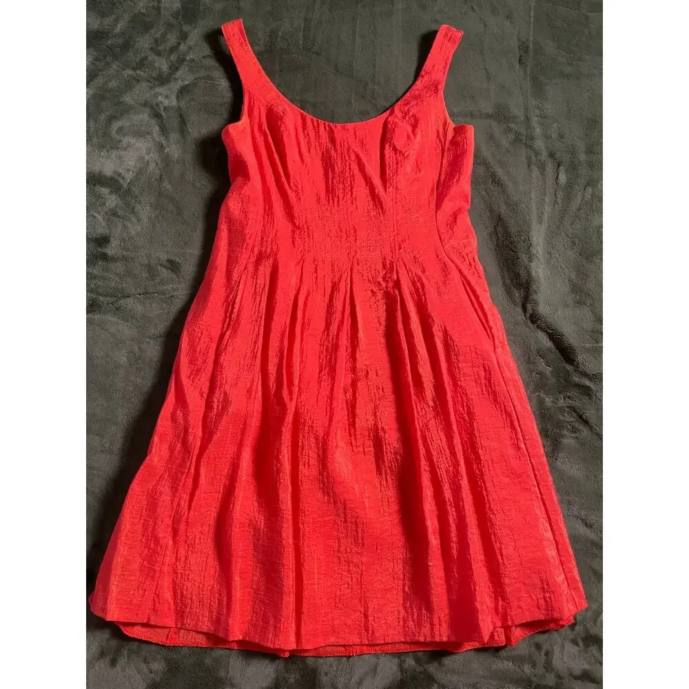New Direction Petite SZ 6 sleeveless Red /Orange Dress Work Office Sundress